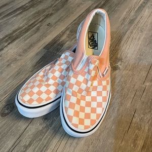 VANS Pink and White Checkered Slip-On Vans